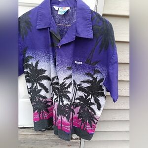 Vintage Men's Windswept Hawaiian Bahamas Button Up Shirt Size Large